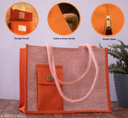 Stylish Jute handbag for women | jute laptop and office bag | Jute travel and daily use bag |Large size Jute bag with zip | Jute lunch bag