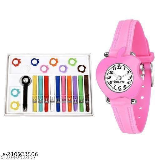 11 Belt Inter Changeable Kids Multicolor Rubber Casual Watches