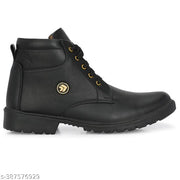 Black boot leather shoes