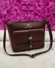 Trendy comfy women Brown PU sling bags/Premium PU leather sling bags for women/Designer Crossbody sling/Full handwork bag/party wear and wedding bag for women