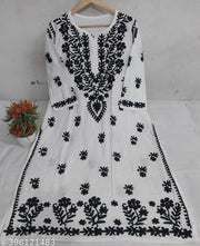 Luckhnowi women latest chikankari long kurti cotton riyon kurtis&kurta
