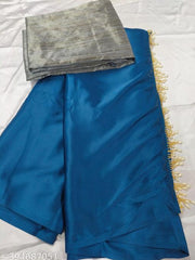 Womens Satin Blend Bollywood Saree With Brocade Blouse Piece