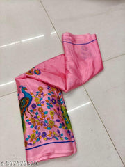 Beautiful crepe saree with running blouse