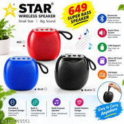 STAR Super Bass Portable Bluetooth Speaker | 52mm Woofer, FM Radio & Strap Support (Multicolor)