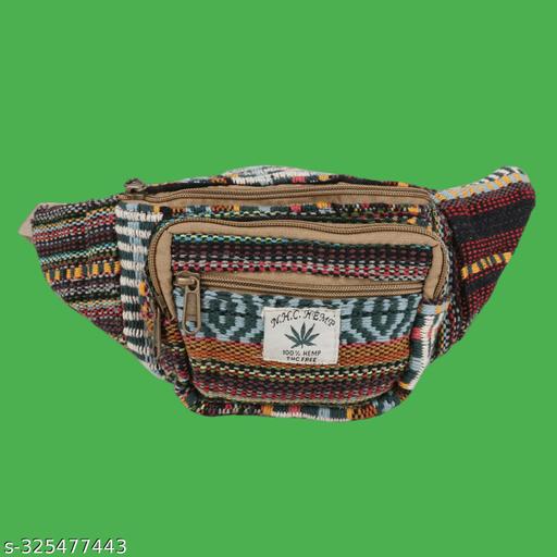 MYRIAD waist hemp bag Boho Chic Hemp Waist Pouch for Trendsetters Compact Hemp Waist Bag for Outdoor Enthusiasts Size-(30 x 12 CM)