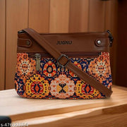 JUGNU-orange Sling bag for women Hancraft   Prited Bag