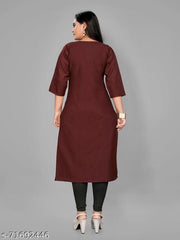 Women Embroidered Cotton Kurti Plus Size M to 6XL | Straight Casual Summer Kurti for Daily Wear