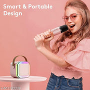 Wireless Karaoke Microphone with Speaker, Portable Bluetooth Karaoke Machine for Kids, Mini Karaoke Machine, Rechargeable Mini Singing Speaker with LED Lights, Mic & Speaker Set
