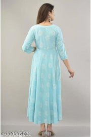 Aqua blue printed kurti