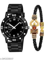 New stylish amazing watch combo with damru bracelet wrist watch rubber strap watch for men and boys