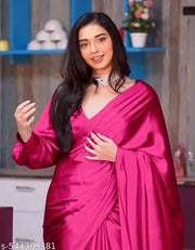 Solid/Plain Bollywood Satin, Silk Blend Saree