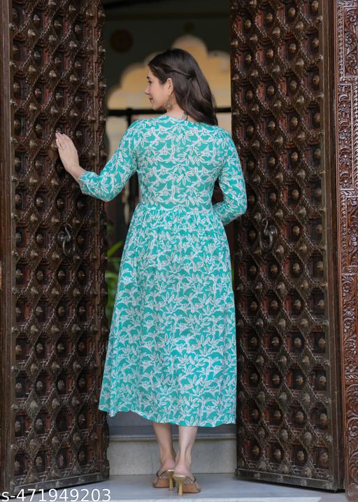 Women Embroidered Cotton Blend Anarkali Kurta