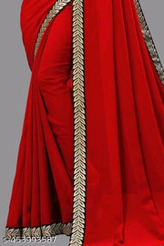Well Lace Trending Plain Georgette Saree With Separate Blouse Piece
