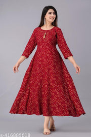 SIPET STYLISH BEAUTIFUL PRINTED KURTA FOR WOMEN AND GIRLS| 3/4TH SLEEVES ROUND NECK BHADNI| CASUAL WEAR AND WOMEN BHANDNI BUTA_MAROON