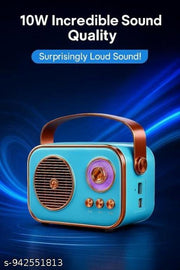 Vintage Bluetooth Wireless Speaker | 10W RMS Loud Sound | Retro Design with Type-C Charging, 8H Battery Backup | Multicolour