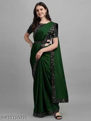 Classic enterprise Trending Beautiful  Saree With Same Color Attractive Blouse Piece
