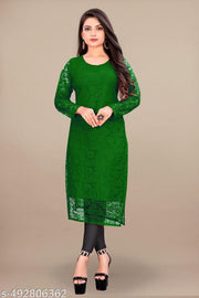 Woman Straight Net Fabric Kurtis