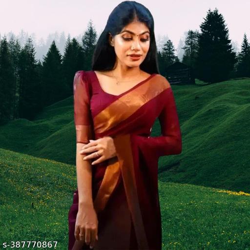 Trendy Chiffon Saree For Women & Girl With Blouse