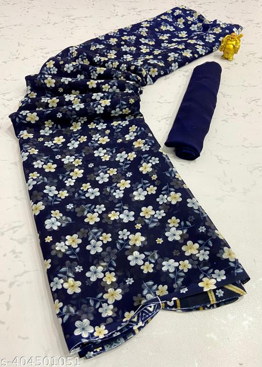 Daily Wear Georgette Printed Saree with Blouse Piece