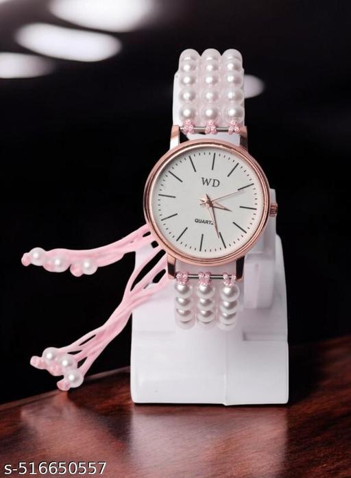 White Bead Bracelet Type Watch for women