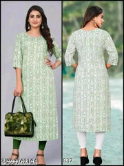 Polyster/Crepe fabric-Best Trendy Printed Straight Kurti On Lowest Price & Best Quality