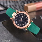 Best Quality Ethnic Embossed Designer Shine Round Dial with Slim Fit Leather Belt Women Analog Watches for Girls