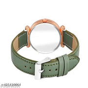 New Dial Leaf Leather Belt Girls Analog Watch