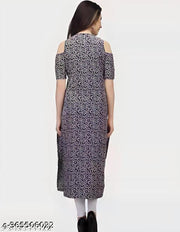 Polyster/Crepe fabric-Women kurti Printed Straight?Kurti