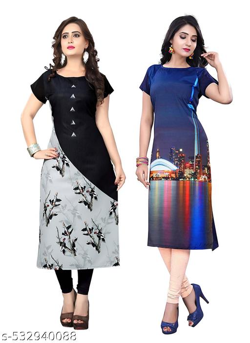 Women's and Girls Digital Print Crepe Aline Straight kurti new arrival
