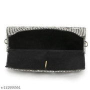 Design Craft India Mosaic Metal Clutch Bag  Silver White Stylish Bag For Women And Girls