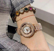 La-Fanco Luxury High Shine Waterproof Diamond Chain Analog Watch For Girls
