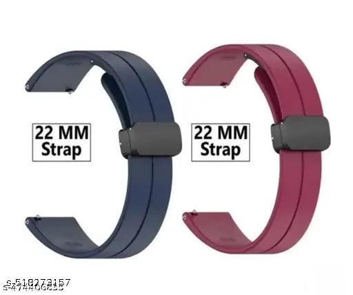 NEW DESIGN MAGNETIC BUCKLE STRAP . 22 MM SILICON STRAP FOR SMART WATCH. SMART WATCH STRAP COMBO PACK OF 2. STYLISH STRAP FOR WATCH