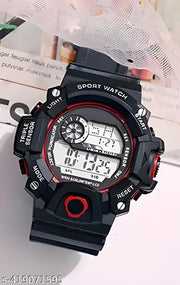 Digital Dial Black Solid Design Strap Multi Functional with Backlight Sports Watch for Men & Boy Digital modal 2024 Digital Watch Shockproof Automatic Waterproof Digital Sports Watch for Men's Kids Watch for Boys Watch for Men Pack of 1 Watch