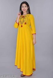 Women Rayon Embellished Flared Kurti