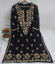 Luckhnowi women latest chikankari long kurti cotton riyon kurtis&kurta