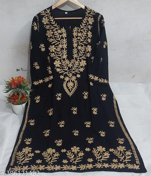 Luckhnowi women latest chikankari long kurti cotton riyon kurtis&kurta