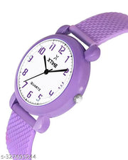 XTIME Analogue Watch Round White Dial & Purple Resin Strap for Boys & Girls
