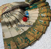 Beautiful Art Silk Jacquard Border Saree With Unstitched Running Blouse For Women Wedding Wear Party