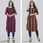 Polyster/Crepe fabric-plain linen kurtis APPLE CUT