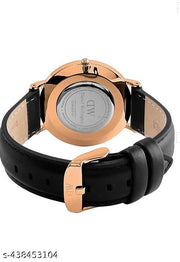 Professional Type Black Dial leather belt analog watch for women