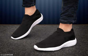 Fancy Black Synthetic Sports Shoes For Men