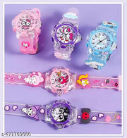 Analog Dial Cartoon 3D Printed Strap & Glowing Light Transparent Watch for Kids (Age:3-10 Years) NEW DESIGN