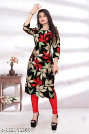 Women Crepe Fabric Printed Straight Kurti, Size -S, M, L, XL, XXL, 2XL, XXXL, 3XL, 4XL, 5XL ( New Arrival New Design Fashionable Kurti )