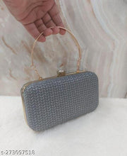 FANCY PARTYWEAR BOX CLUTCH WITH HANDLE SHIMMER SHINING BRIDAL CLUTCH