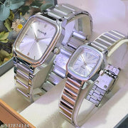 Attractive Silver Stainless Steel couple watch combo party wedding Couple Wedding Gift Combo, Anniversary Gift Combo - Men & Women