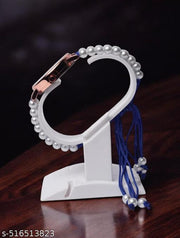 White Bead Bracelet Type Watch for women