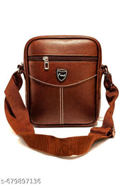 Stylish Beige Leather Sling Bag for Men | Crossbody Shoulder Bag | Office & Casual Use