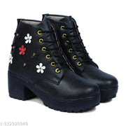 New Trendy, Stylish , Girl's High Heel , Comfortable and Fashionble ,Out Door , Boot Shoe's For Women/Girls , Ankle Length , LightWeight , Lace Up Casual , Boot For Women/Girls Boots For Women