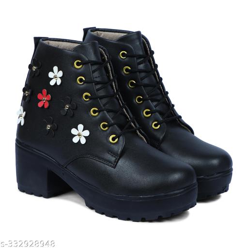 New Trendy, Stylish , Girl's High Heel , Comfortable and Fashionble ,Out Door , Boot Shoe's For Women/Girls , Ankle Length , LightWeight , Lace Up Casual , Boot For Women/Girls Boots For Women