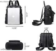 Medium 25 L Laptop Backpack Backpack Purse for Women Convertible Travel Vintage PU Leather Shoulder Bag  (Black)